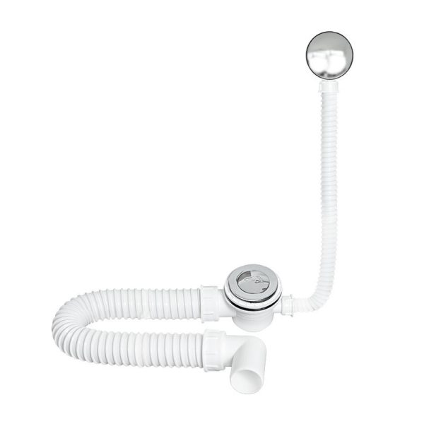 TEXO kádszifon - KRÓM - Klikk - klakk leeresztővel - flexibilis csővel - Ø 5/4" x 0,5 m x Ø 40 mm