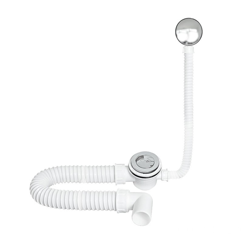 TEXO kádszifon - KRÓM - Klikk - klakk leeresztővel - flexibilis csővel - Ø 5/4" x 0,5 m x Ø 40 mm