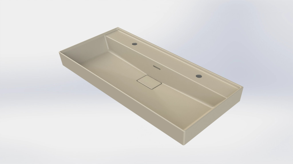 CeraStyle SHARP - MATT BÉZS - porcelán mosdókagyló - DUPLA csaplyukas - 100 x 48 cm - Image 2