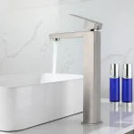 Basin Sink Bathroom Faucet Deck Mounted Stainless Steel Washbasin Hot Cold Water Mixer Taps Matte Black Lavatory Sink Tap