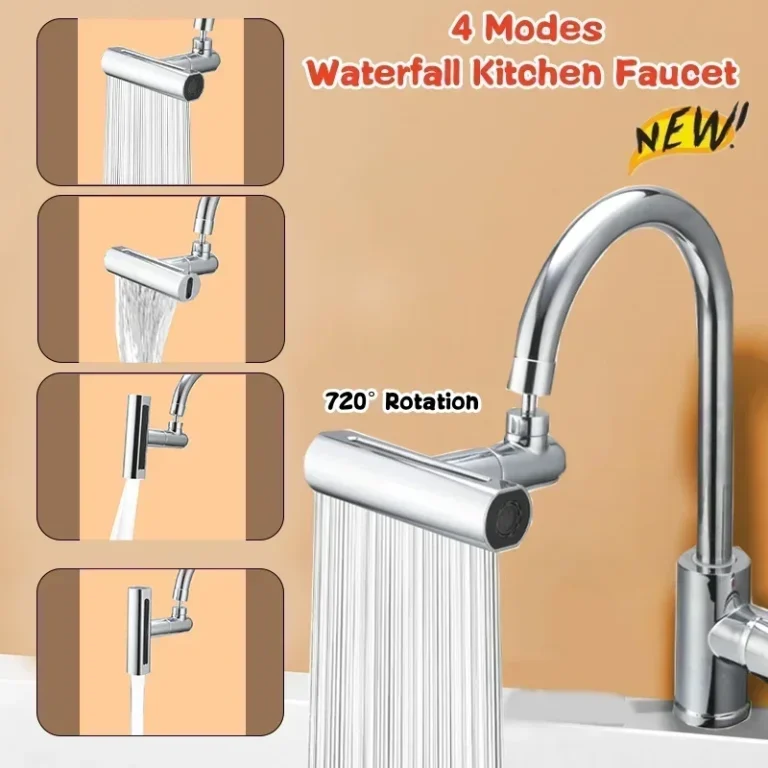 Multifunctional Kitchen Sink Waterfall Faucet Pressurized Bubbler Splash-proof 4 Modes Spout Bathroom Basin Tap Extender Adapter - Image 2