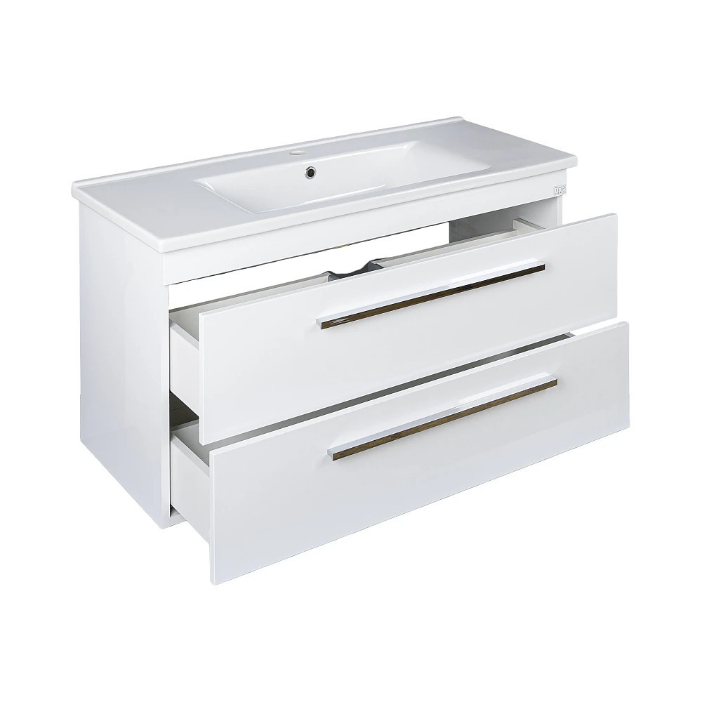 TMP VIVA 100 fali fürdőszobabútor - Sanovit ATRIA 9100 porcelán mosdóval - 101 x 46 cm