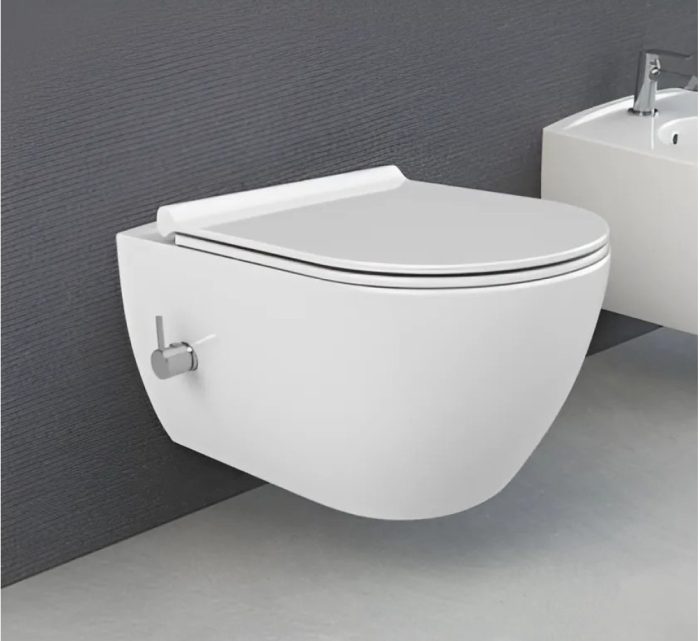 CeraStyle CITY fali WC - BEÉPÍTETT bidé funkcióval - rimless - perem nélküli - 53 cm