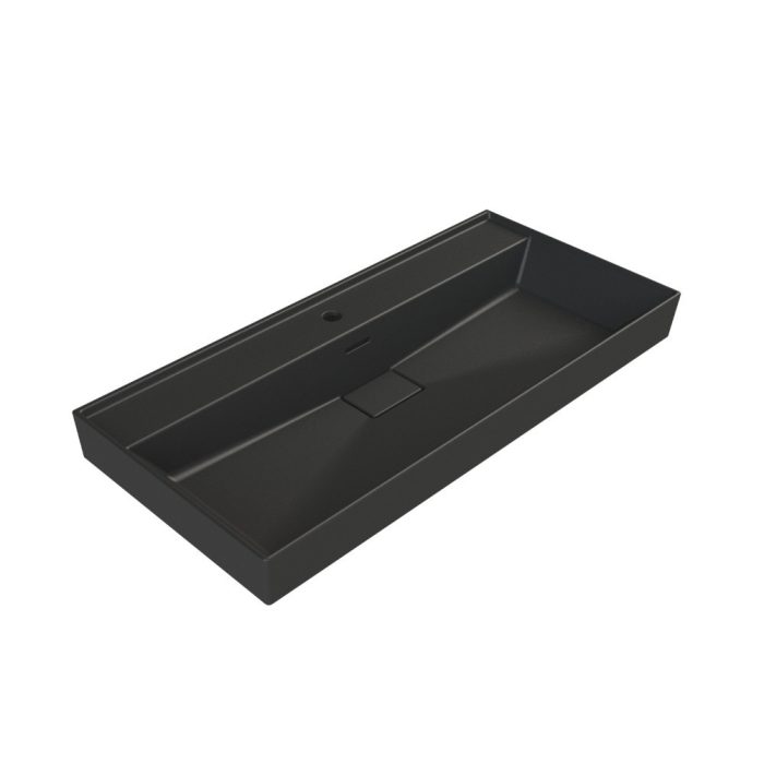 TMP LUX 100 fali fürdőszobabútor - CeraStyle SHARP FEKETE mosdóval - 100 x 48 cm