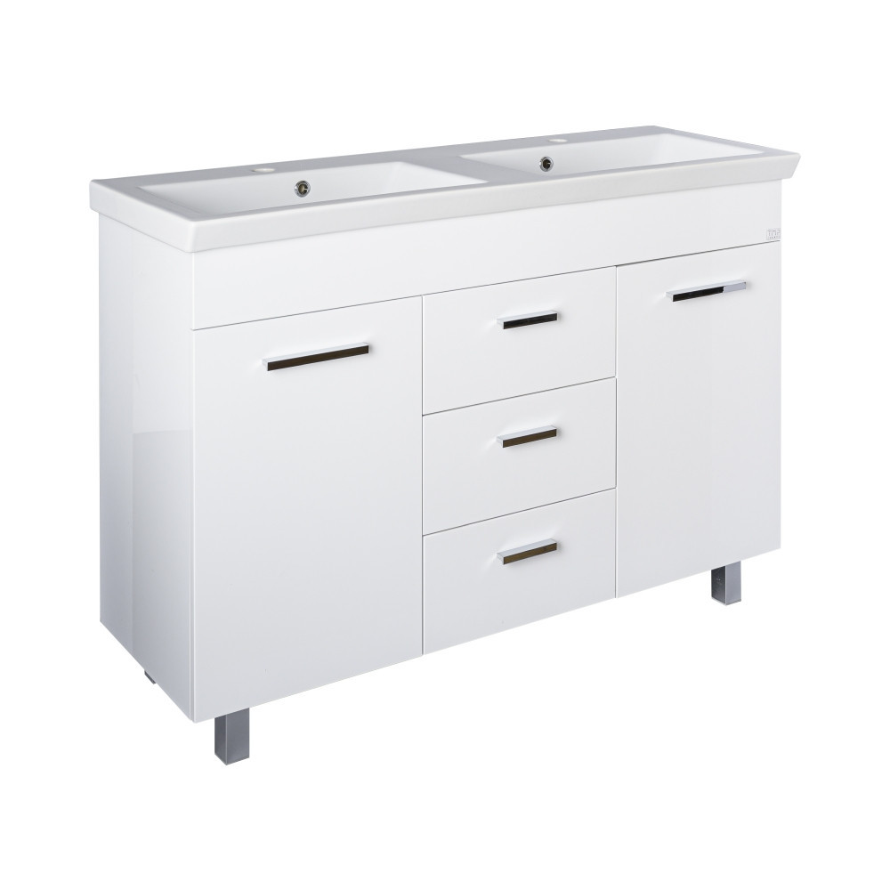TMP FLAT 120 álló fürdőszobabútor - Sanovit ISIK 4120 DUPLA porcelán mosdóval - 120 x 44 cm