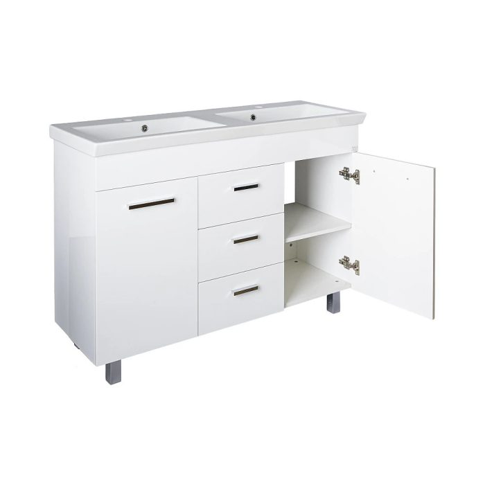 TMP FLAT 120 álló fürdőszobabútor - Sanovit ISIK 4120 DUPLA porcelán mosdóval - 120 x 44 cm