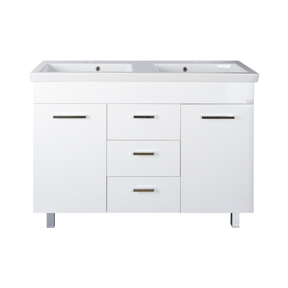 TMP FLAT 120 álló fürdőszobabútor - Sanovit ISIK 4120 DUPLA porcelán mosdóval - 120 x 44 cm