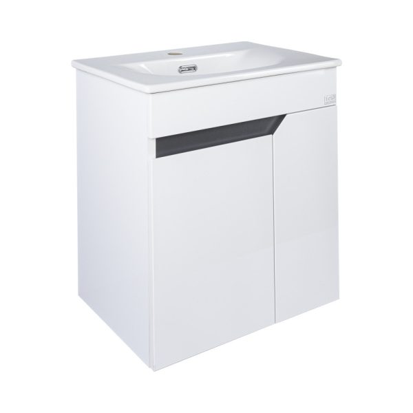 TMP VISION 50 fali függesztett fürdőszobai bútor - SKY 3 E-8099-50 porcelán mosdóval - 51 x 40 cm