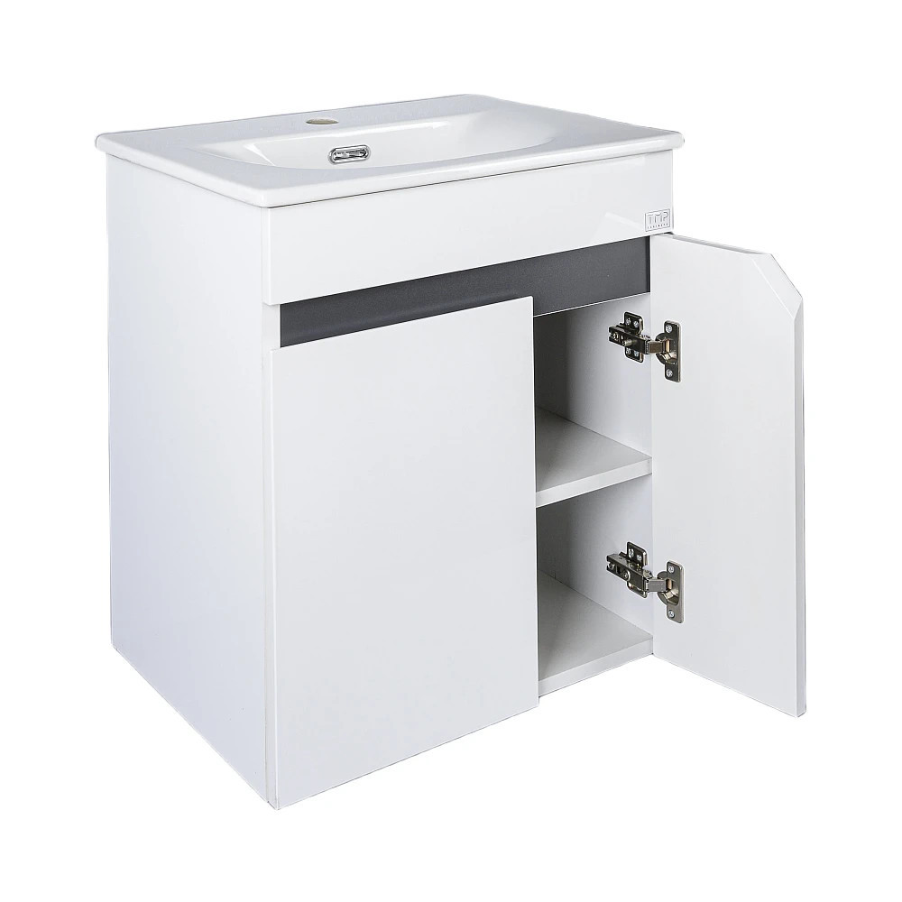 TMP VISION 50 fali függesztett fürdőszobai bútor - SKY 3 E-8099-50 porcelán mosdóval - 51 x 40 cm