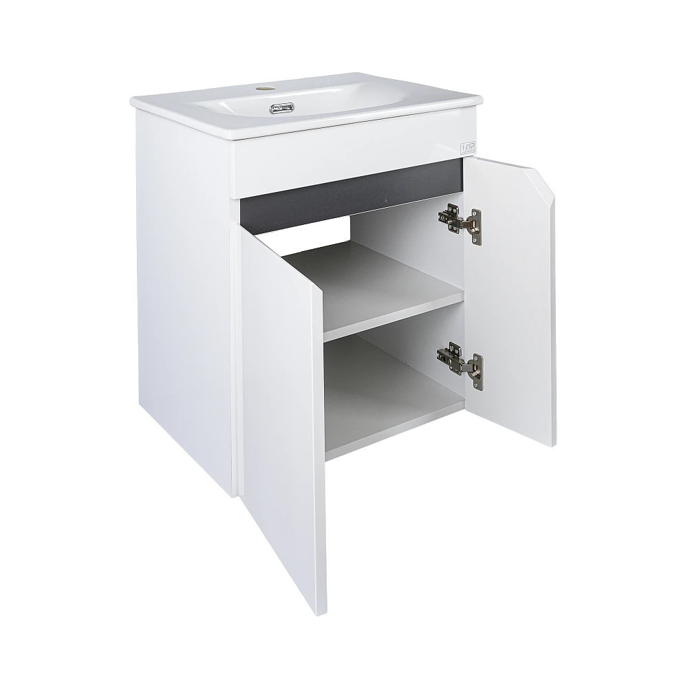 TMP VISION 50 fali függesztett fürdőszobai bútor - SKY 3 E-8099-50 porcelán mosdóval - 51 x 40 cm