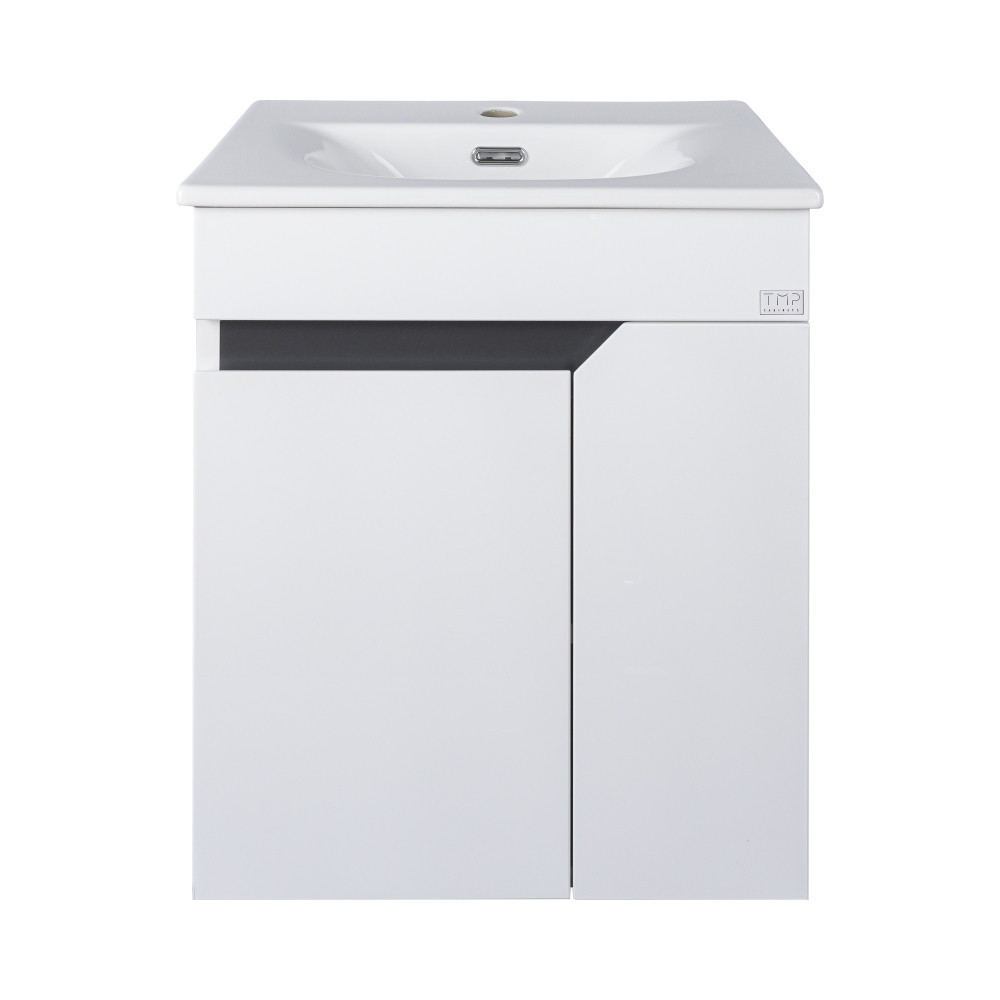 TMP VISION 50 fali függesztett fürdőszobai bútor - SKY 3 E-8099-50 porcelán mosdóval - 51 x 40 cm