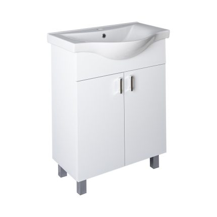 VivaStyle EKONOMIK 65 lábon álló 2 ajtós fürdőszobabútor Sanovit ALBATROS 10065 mosdóval 64,5x46,5