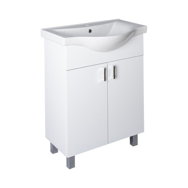 VivaStyle EKONOMIK 65 lábon álló 2 ajtós fürdőszobabútor Sanovit ALBATROS 10065 mosdóval 64,5x46,5
