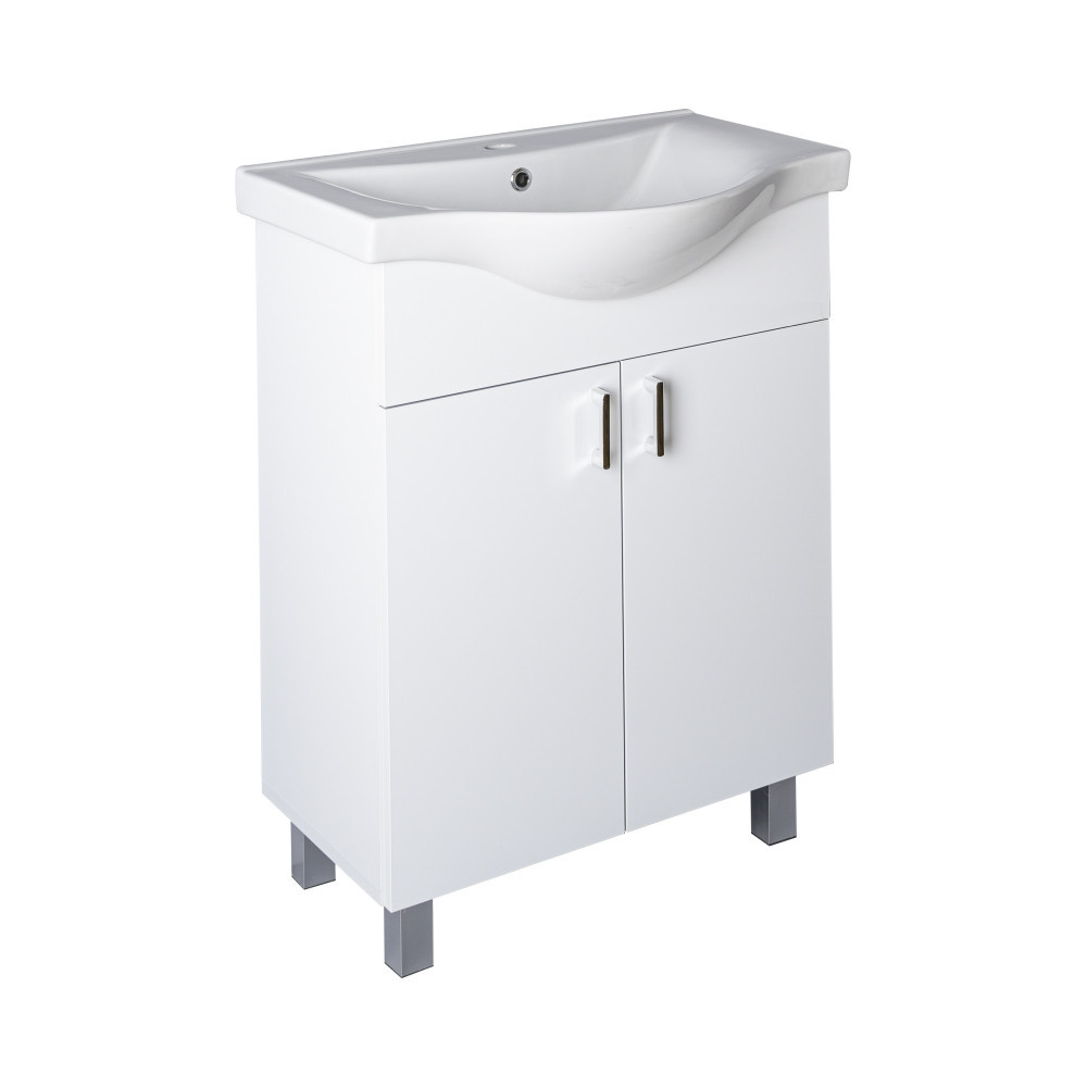 VivaStyle EKONOMIK 65 lábon álló 2 ajtós fürdőszobabútor Sanovit ALBATROS 10065 mosdóval 64,5x46,5
