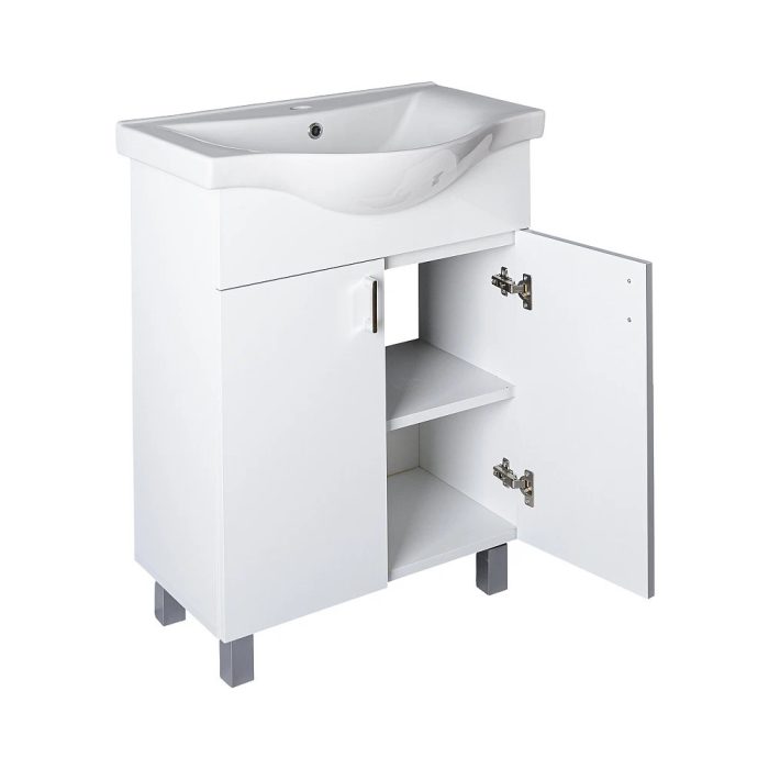 VivaStyle EKONOMIK 65 lábon álló 2 ajtós fürdőszobabútor Sanovit ALBATROS 10065 mosdóval 64,5x46,5