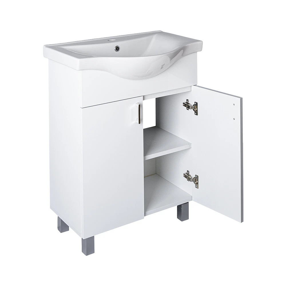 VivaStyle EKONOMIK 65 lábon álló 2 ajtós fürdőszobabútor Sanovit ALBATROS 10065 mosdóval 64,5x46,5