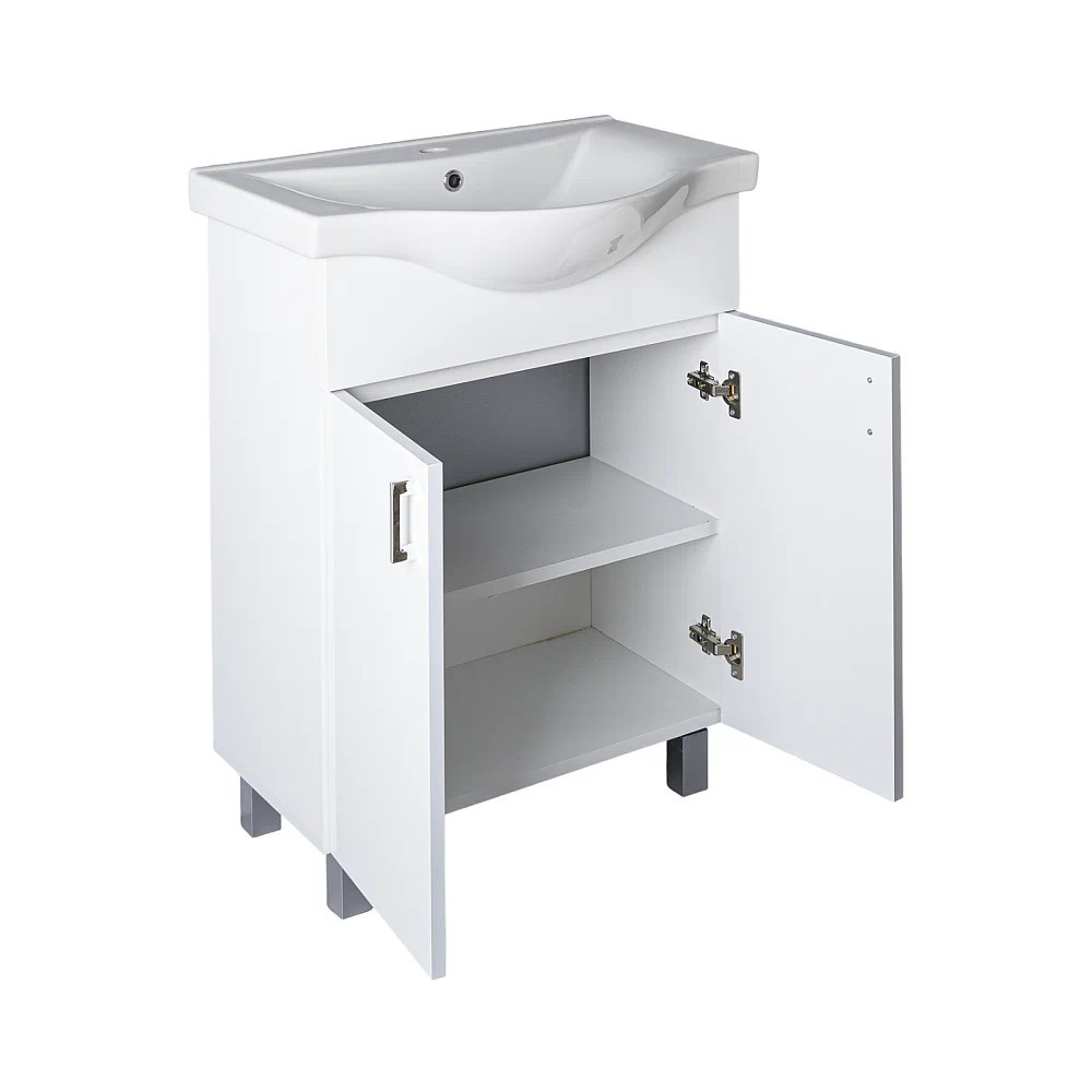 VivaStyle EKONOMIK 65 lábon álló 2 ajtós fürdőszobabútor Sanovit ALBATROS 10065 mosdóval 64,5x46,5