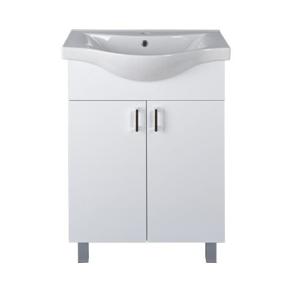VivaStyle EKONOMIK 65 lábon álló 2 ajtós fürdőszobabútor Sanovit ALBATROS 10065 mosdóval 64,5x46,5