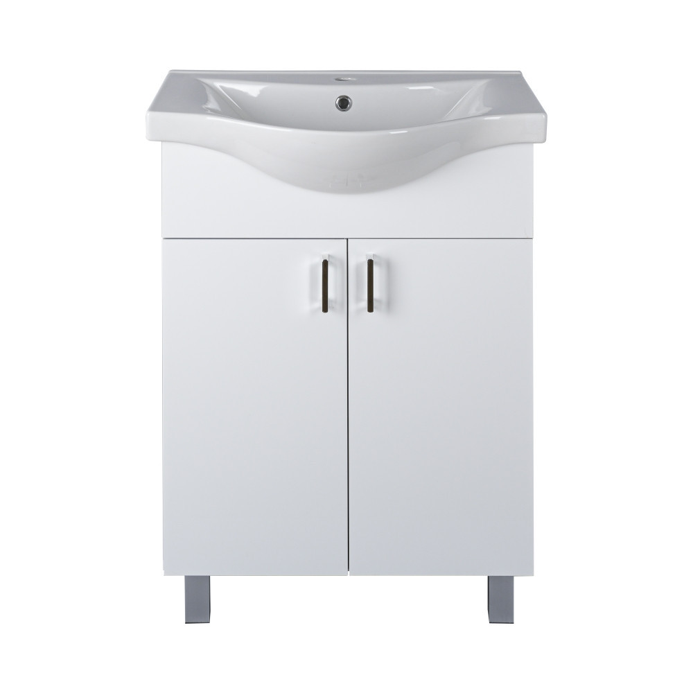 VivaStyle EKONOMIK 65 lábon álló 2 ajtós fürdőszobabútor Sanovit ALBATROS 10065 mosdóval 64,5x46,5