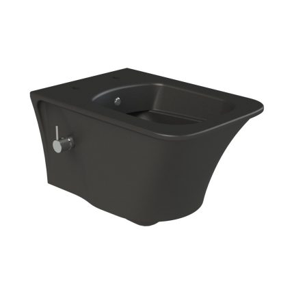 CeraStyle IBIZA fali WC - MATT FEKETE - BEÉPÍTETT bidé funkcióval - perem nélküli - 51 cm
