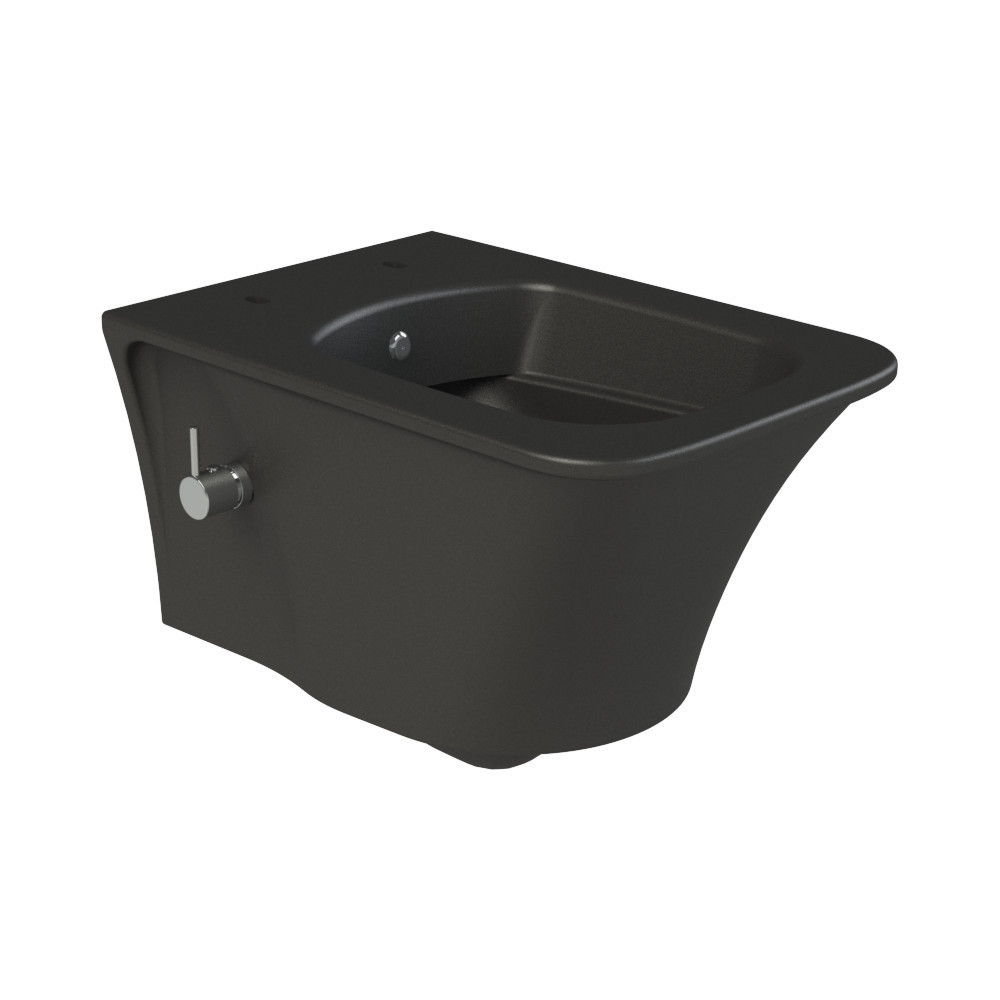 CeraStyle IBIZA fali WC - MATT FEKETE - BEÉPÍTETT bidé funkcióval - perem nélküli - 51 cm