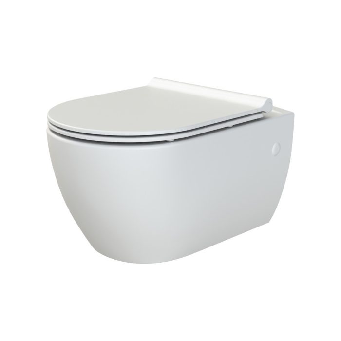 CeraStyle CITY fali WC - MATT FEHÉR- BEÉPÍTETT bidé funkcióval -rimless -perem nélküli - 53 cm
