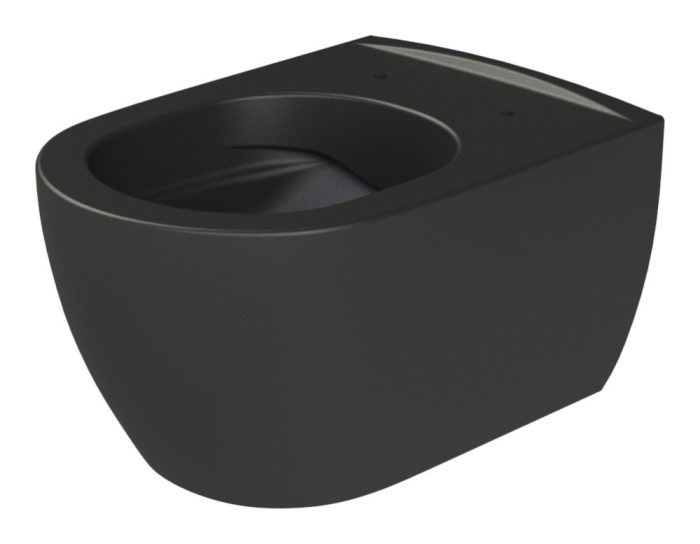 CeraStyle CITY fali WC - MATT FEKETE - BEÉPÍTETT bidé funkcióval - perem nélküli - 53 cm