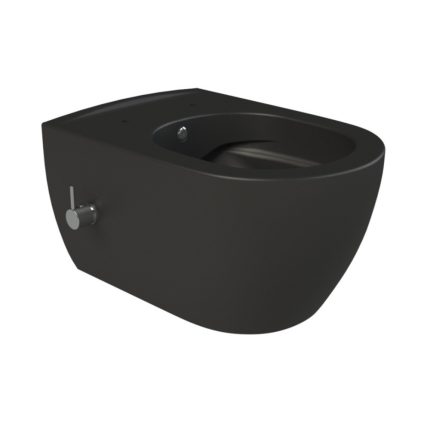 CeraStyle CITY fali WC - MATT FEKETE - BEÉPÍTETT bidé funkcióval - perem nélküli - 53 cm