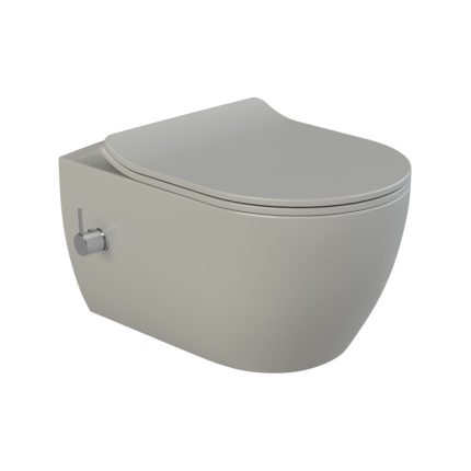 CeraStyle CITY fali WC - MATT SZÜRKE - BEÉPÍTETT bidé funkcióval - perem nélküli - 53 cm