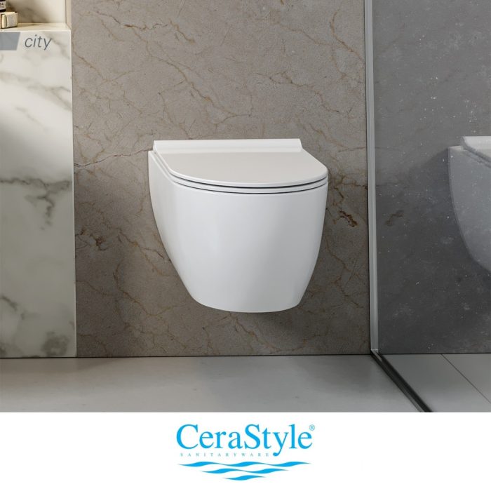 CeraStyle CITY fali WC - MATT FEHÉR - rimless - perem nélküli - rejtett rögzítésű - 53 cm