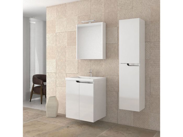 Piramida AKVA 60 H Tükrös fürdőszobai szekrény -1 ajtós kivitel - LED világítással - 60 x 69 x 13 cm