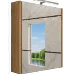 Piramida AKVA Tükrös fürdőszobai szekrény - LED világítással - FEHÉR-TÖLGY - 60 x 69 x 15 cm