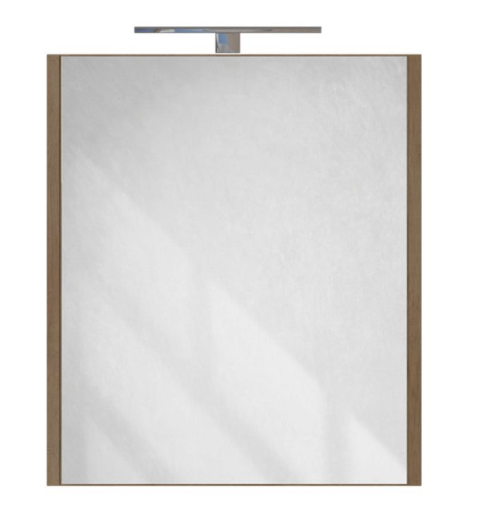 Piramida AKVA Tükrös fürdőszobai szekrény - LED világítással - FEHÉR-TÖLGY - 60 x 69 x 15 cm