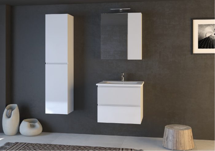 Piramida AKVA 60 R Tükrös fürdőszobai szekrény -2 ajtós kivitel - LED világítással - 60 x 69 x 13 cm