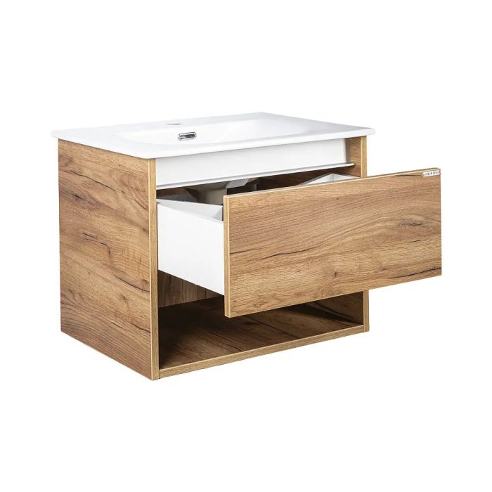 TMP NORD CRAFT 60 fali függesztett fürdőszobabútor - SKY E-8099-60 porcelán mosdóval- 61 x 46 cm