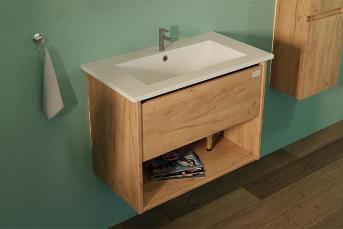 TMP NORD CRAFT 60 fali függesztett fürdőszobabútor - SKY E-8099-60 porcelán mosdóval- 61 x 46 cm