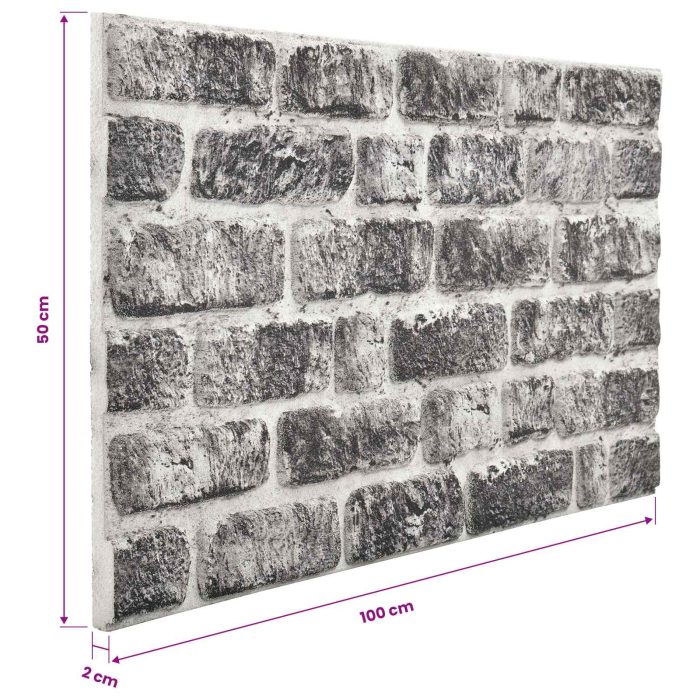Novaro Fali panelek 10 db 100 x 50 cm Sötétszürke és Fehér EPS Hab - Image 5