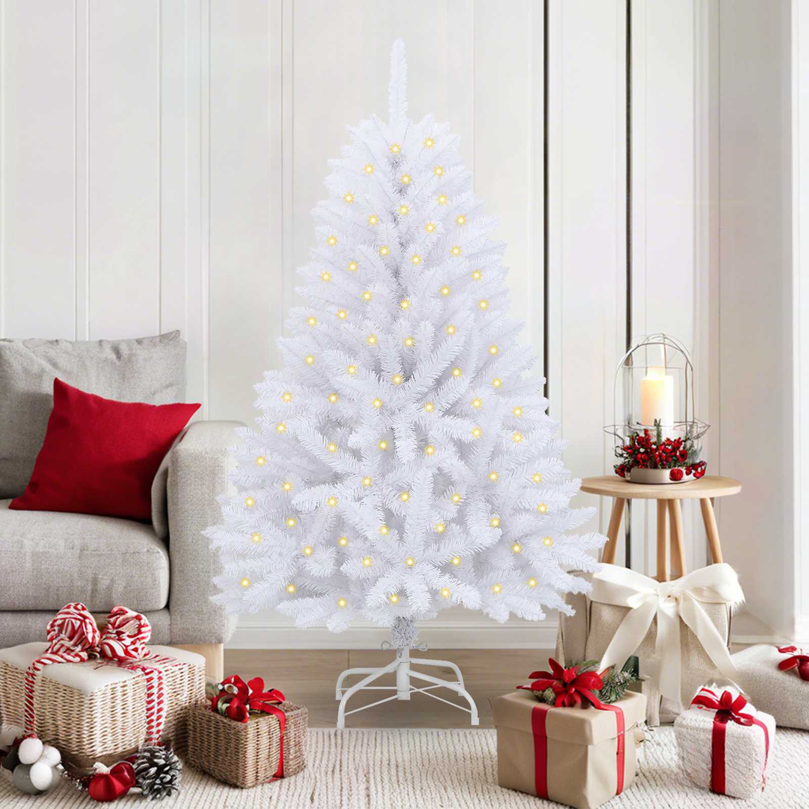 Novaro Mű karácsonyfa 150 LED PVC és Acél Fehér