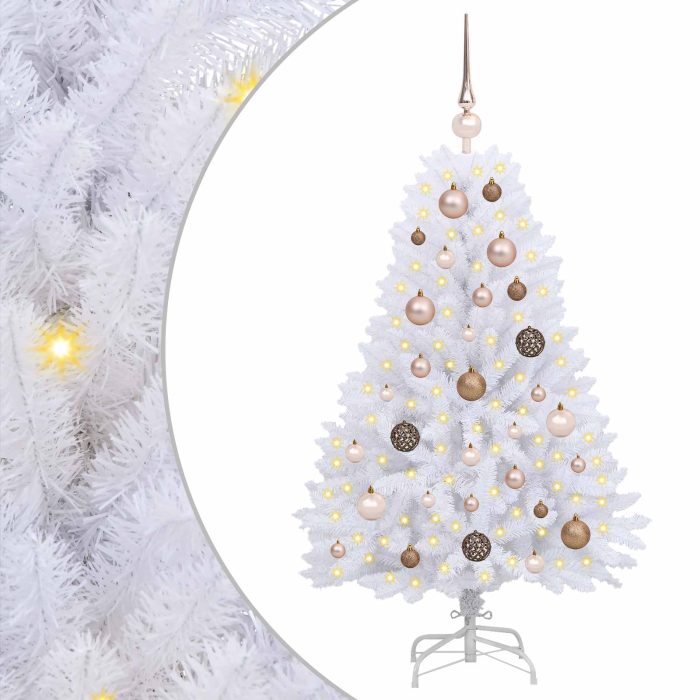 Novaro Mű karácsonyfa 120 cm PVC és Acél Fehér - Image 2