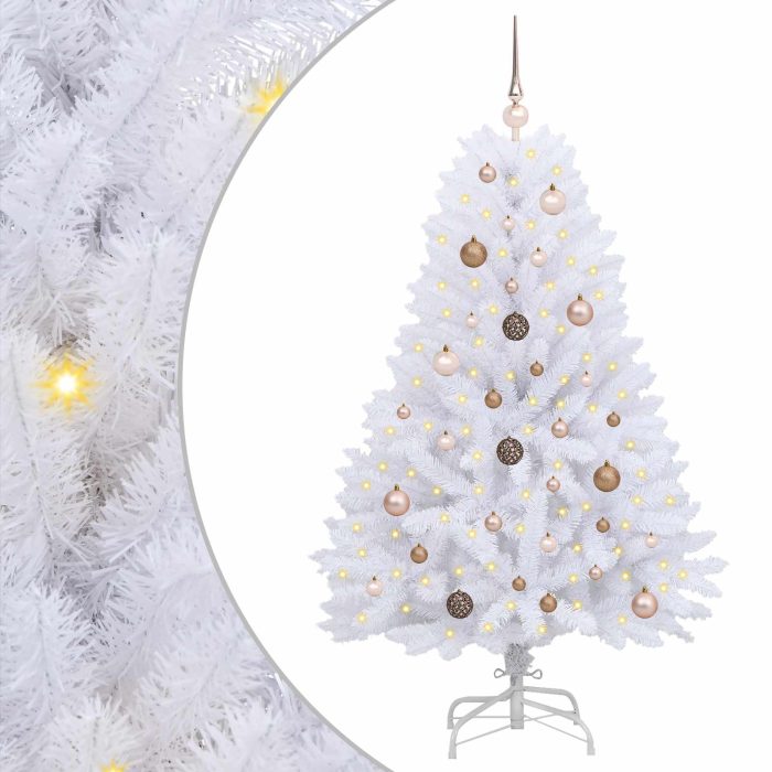 Novaro Mű karácsonyfa 150 cm PVC és Acél Fehér - Image 2