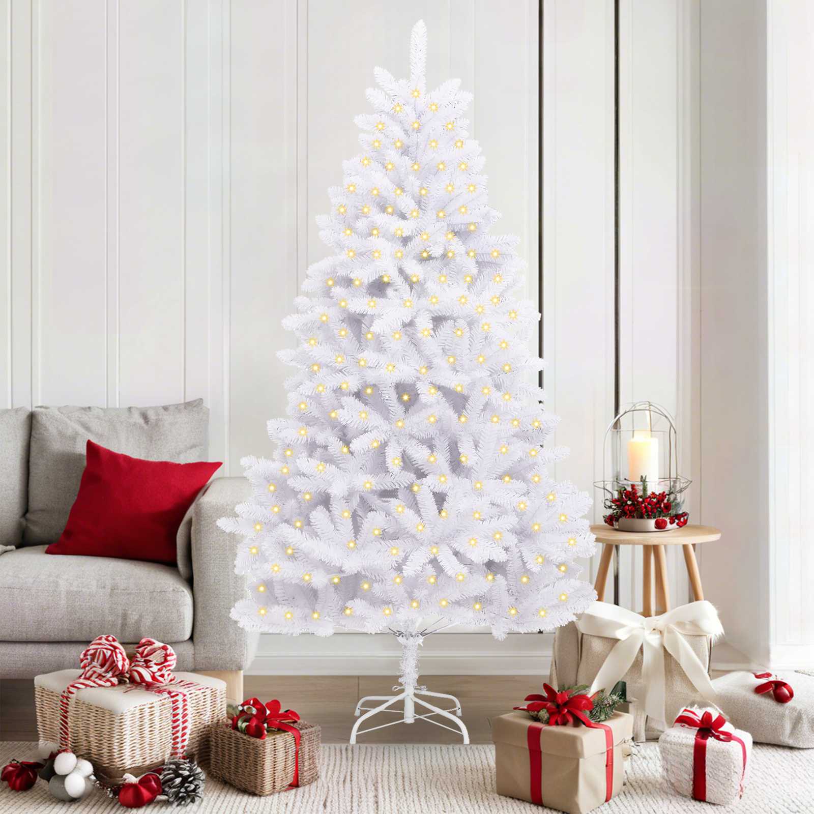 Novaro Mű karácsonyfa 300 LED PVC és Acél Fehér