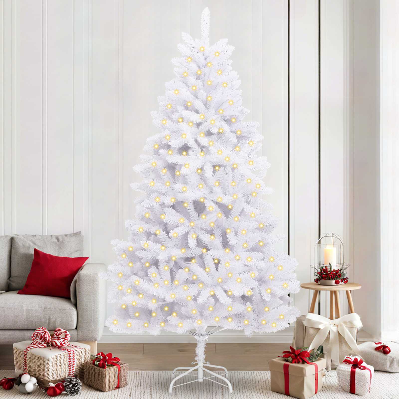 Novaro Mű karácsonyfa 300 LED PVC és Acél Fehér