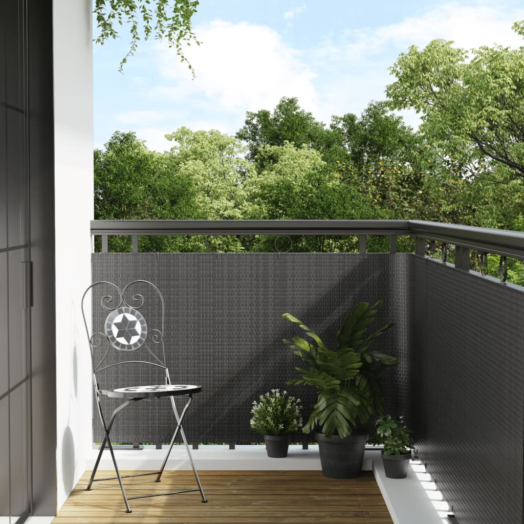 Novaro antracitszürke polyrattan erkélyparaván 300 x 80 cm