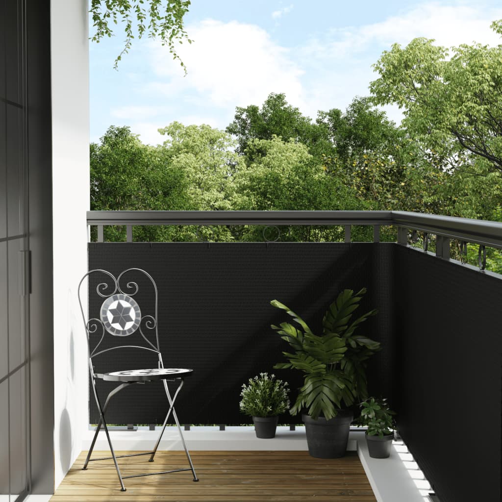 Novaro fekete polyrattan erkélyparaván 1000 x 80 cm