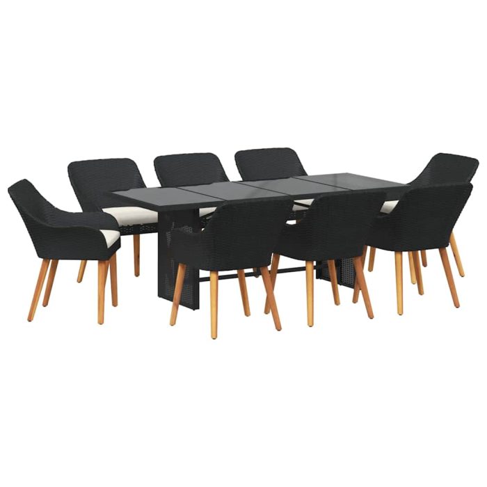 Novaro Kert étkező szett 9 db Fekete polirattan - Image 2