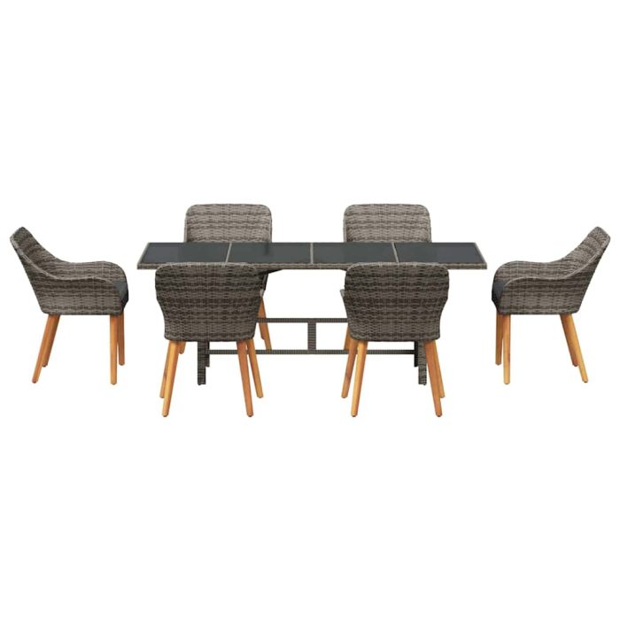 Novaro Kert étkező szett 7 db Szürke polirattan - Image 7
