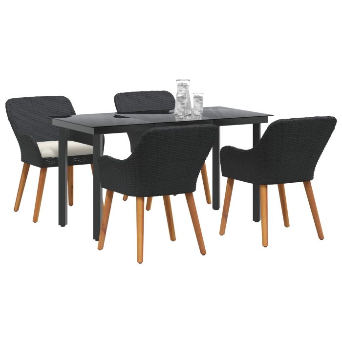 Novaro Kert étkező szett 5 db Fekete polirattan - Image 3