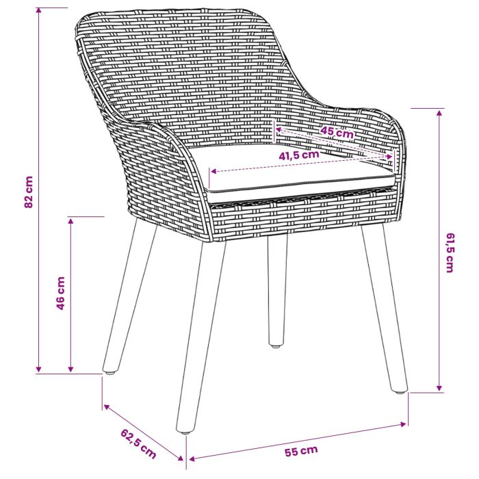 Novaro Kert étkező szett 5 db Világosszürke polirattan - Image 6