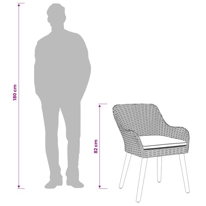 Novaro Kert étkező szett 7 db Világosszürke polirattan - Image 8