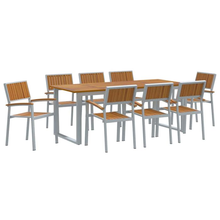 Novaro Kert étkező szett 9 db Szürke Tömör Akácfa - Image 2